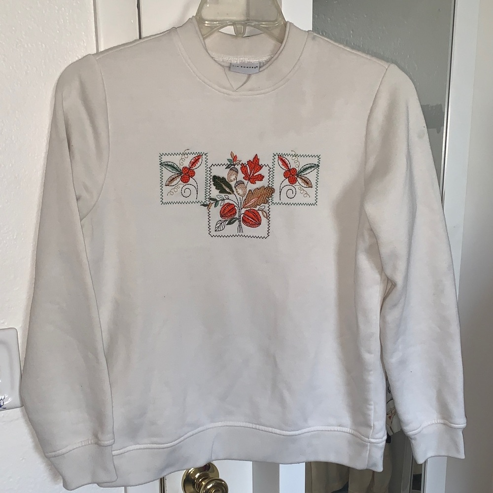 Kim Rogers Cream Cotton-Blend Top